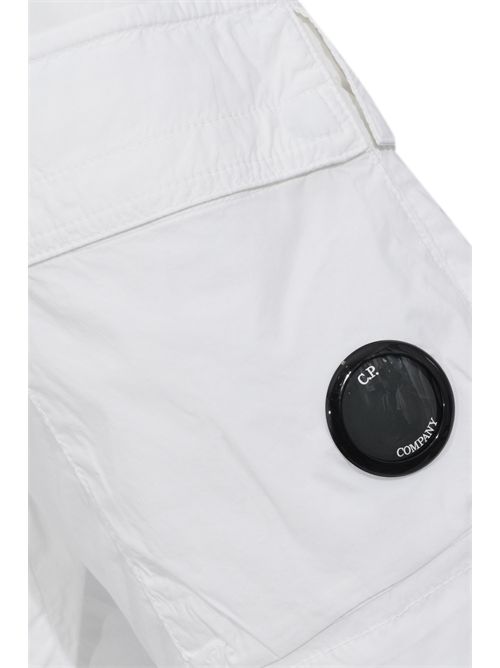 Bermuda in gabardina di cotone loose fit con pinces Gauze White C.P. COMPANY | 20CMBE256A 006439G103